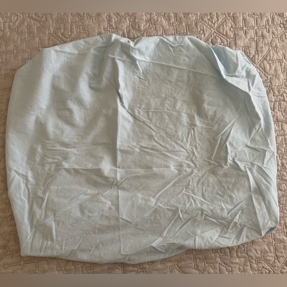 Baby blue pack and play fitted mattress sheet from American Baby Company.
